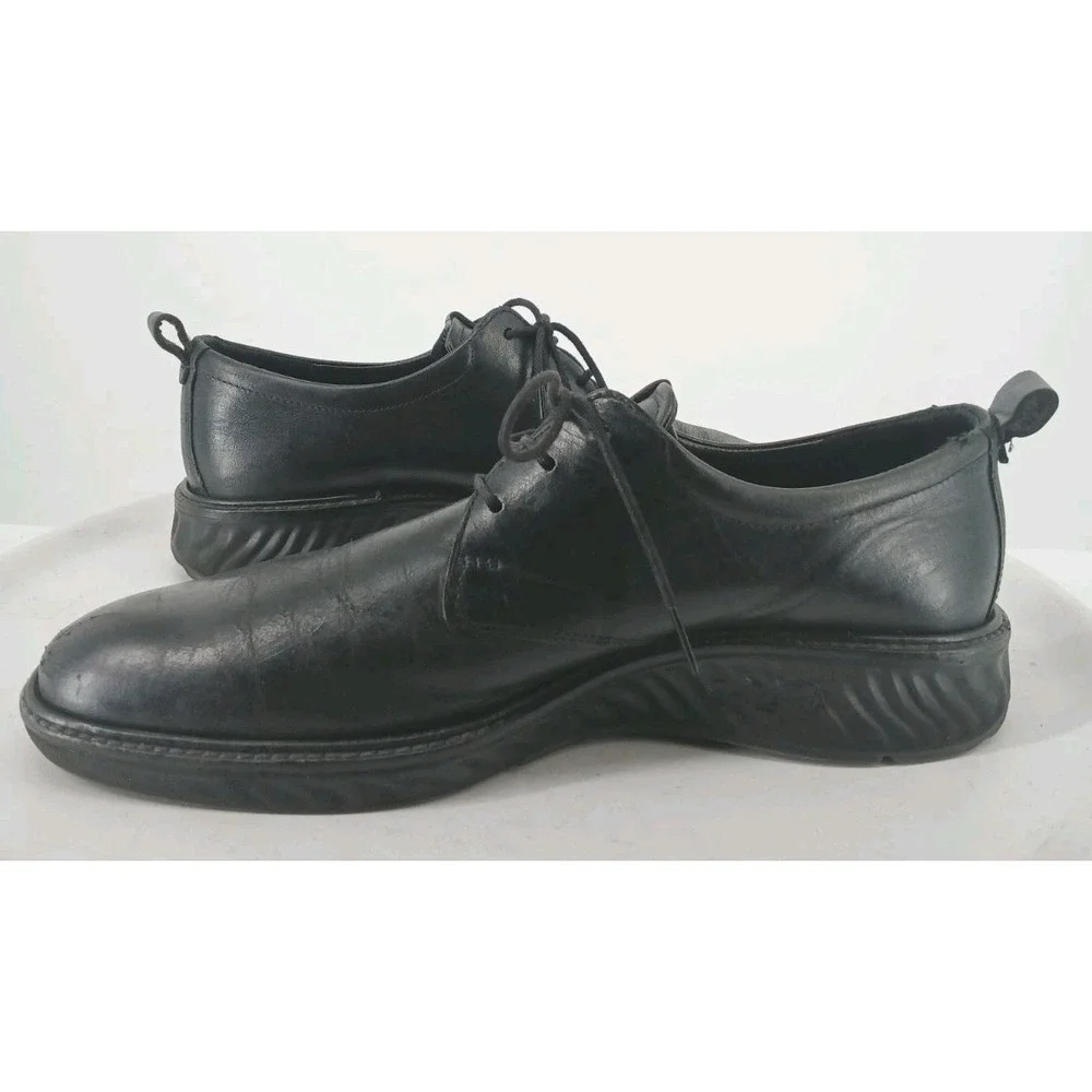Ecco Mens Hybrid Black Leather Oxford Shoes Comfort Casual Walking SZ 11   DB3